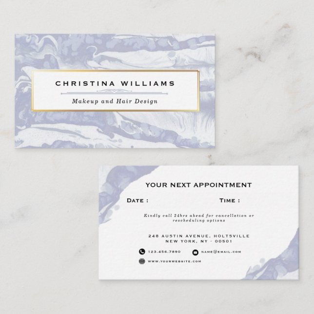 Abstract and Minimalist Blue Watercolor Appointment Card (Front/Back)