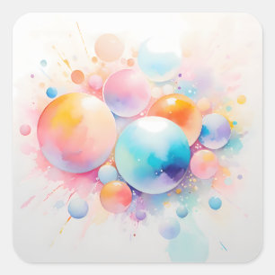 Abstract and modern bubble design square sticker