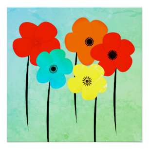 Abstract Anemones Flowers Summer Vibes Poster