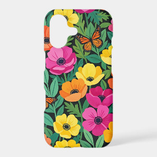 Abstract Anemones Orange Butterflies iPhone Cases