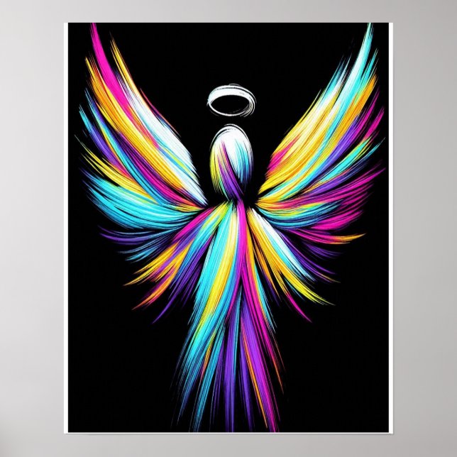 Abstract Angel In a Rainbow of Colors Poster (Front)