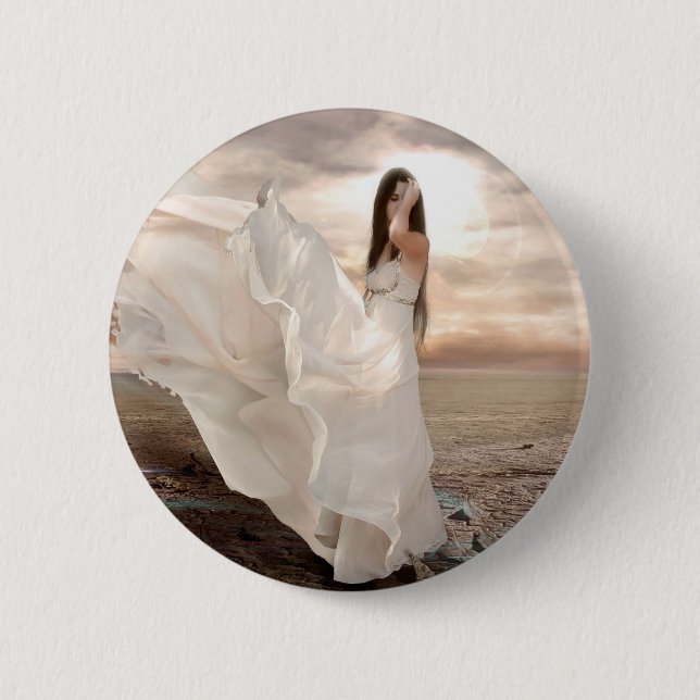 Abstract Angel White Dressed Beauty 6 Cm Round Badge (Front)