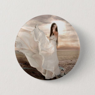 Abstract Angel White Dressed Beauty 6 Cm Round Badge