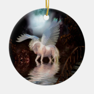 Abstract Angel White Horse Ceramic Tree Decoration