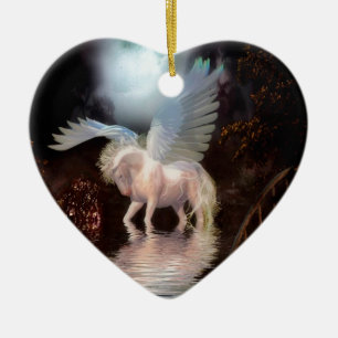 Abstract Angel White Horse Ceramic Tree Decoration