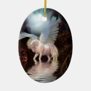 Abstract Angel White Horse Ceramic Tree Decoration