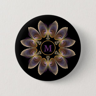 Abstract Angel Wings Mandala Fractal Monogram 6 Cm Round Badge