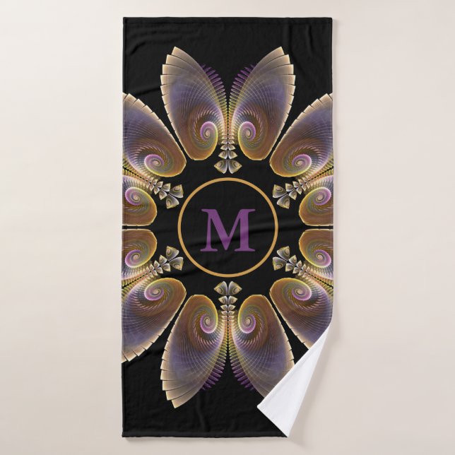 Abstract Angel Wings Mandala Fractal Monogram Bath Towel (Bath Towel)