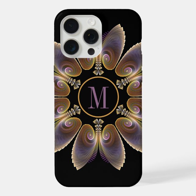 Abstract Angel Wings Mandala Fractal Monogram iPhone Case (Back)