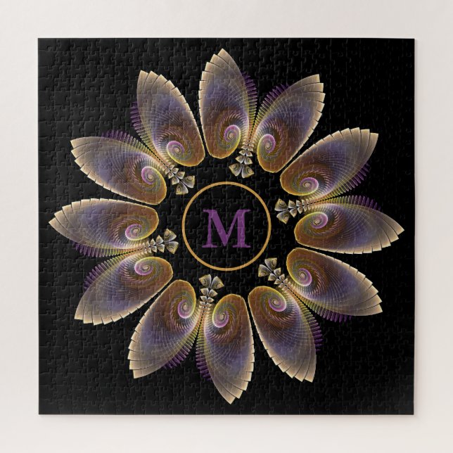 Abstract Angel Wings Mandala Fractal Monogram Jigsaw Puzzle (Vertical)