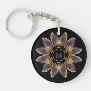 Abstract Angel Wings Mandala Fractal Monogram Key Ring