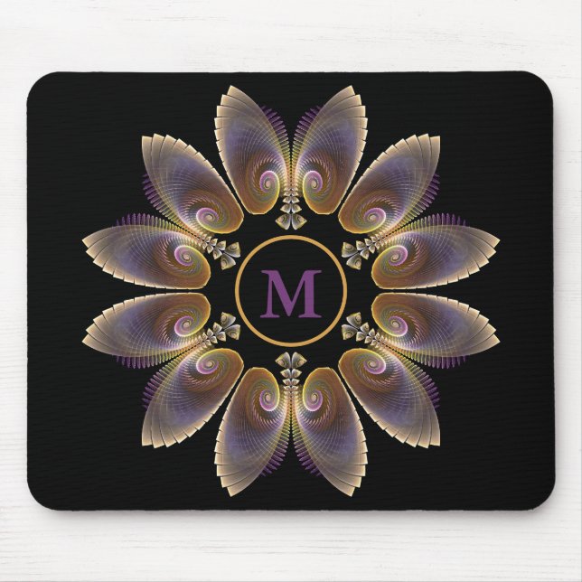 Abstract Angel Wings Mandala Fractal Monogram Mouse Mat (Front)