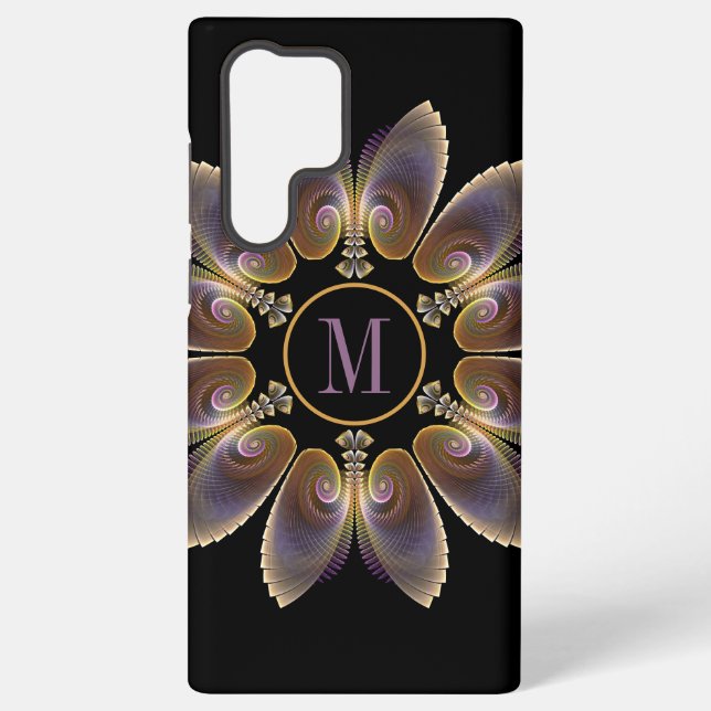 Abstract Angel Wings Mandala Fractal Monogram Samsung Galaxy S22 Ultra Case (Back)