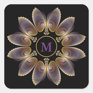 Abstract Angel Wings Mandala Fractal Monogram Square Sticker