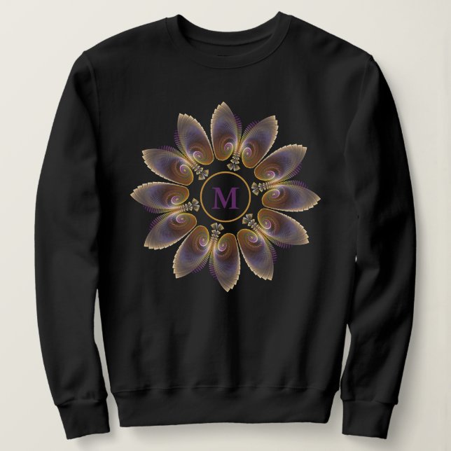 Abstract Angel Wings Mandala Fractal Monogram Sweatshirt (Design Front)