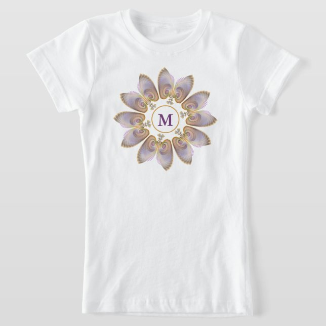 Abstract Angel Wings Mandala Fractal Monogram T-Shirt (Laydown)