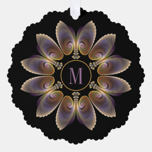 Abstract Angel Wings Mandala Fractal Monogram Tree Decoration Card