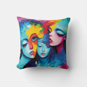 Abstract angels in oil, fantastic painting motif cushion