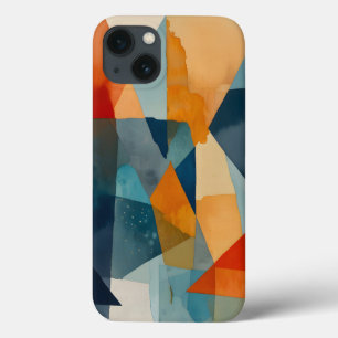 Abstract Angles of Blue and Orange iPhone 13 Case