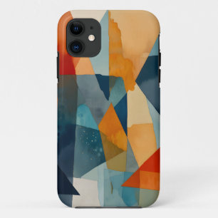 Abstract Angles of Blue and Orange iPhone 11 Case