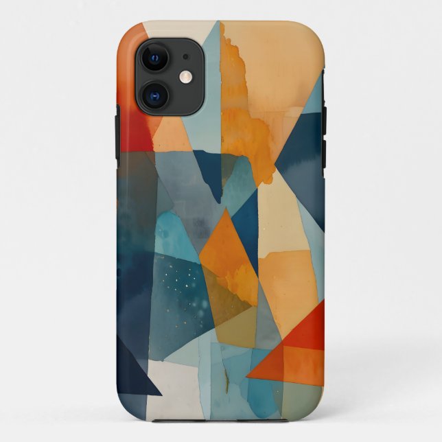 Abstract Angles of Blue and Orange Case-Mate iPhone Case (Back)