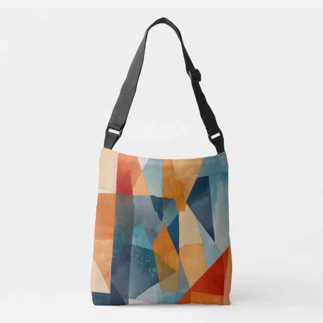 Abstract Angles of Blue and Orange Crossbody Bag (Front)