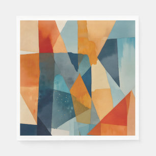 Abstract Angles of Blue and Orange Napkin
