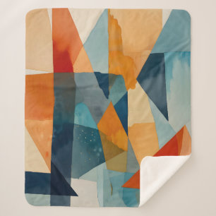 Abstract Angles of Blue and Orange Sherpa Blanket