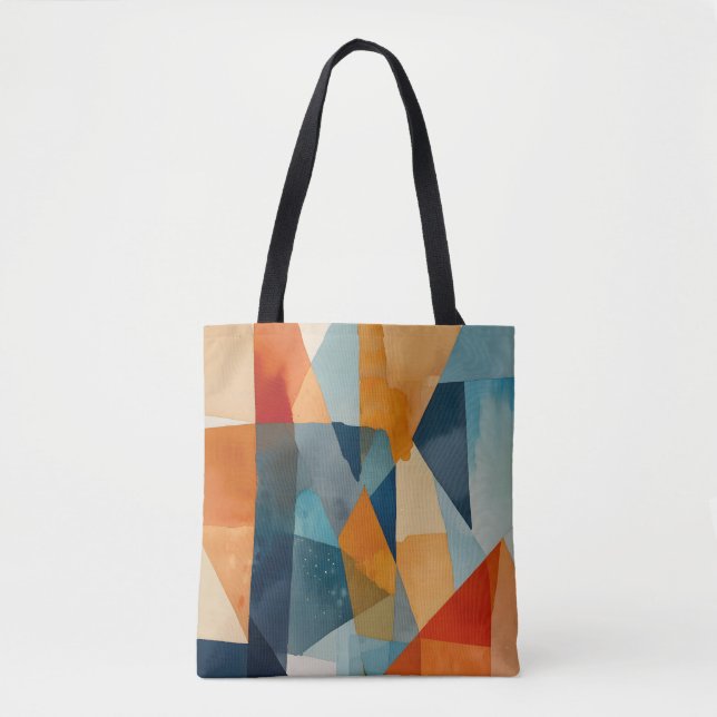 Abstract Angles of Blue and Orange Tote Bag (Front)