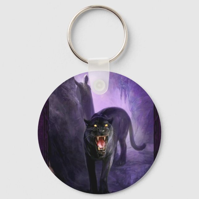 Abstract Animal Deadly Panther Key Ring (Front)