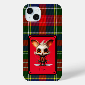 Abstract Animal iPhone Red Plaid Case-Mate  iPhone 15 Mini Case