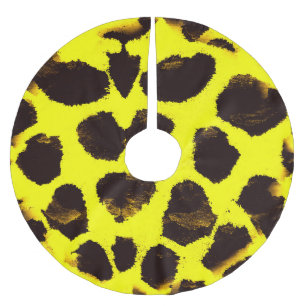 Abstract Animal Print Leopard Watercolor Brushed Polyester Tree Skirt
