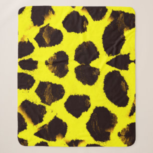 Abstract Animal Print Leopard Watercolor Sherpa Blanket