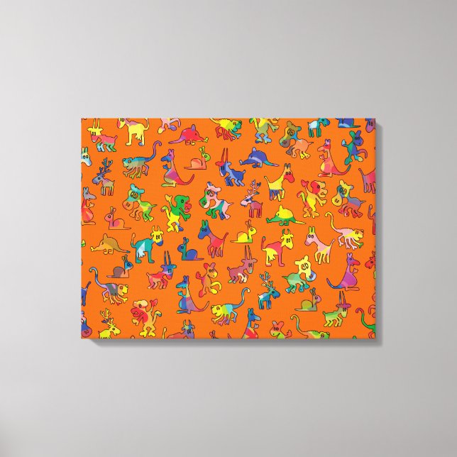 Abstract Animals Pattern Tiles Canvas Print (Front)
