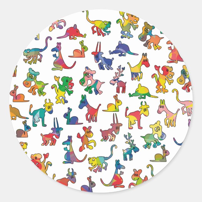 Abstract Animals Pattern Tiles Classic Round Sticker (Front)