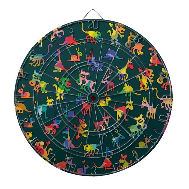 Abstract Animals Pattern Tiles Dartboard (Front)
