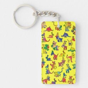 Abstract Animals Pattern Tiles Key Ring