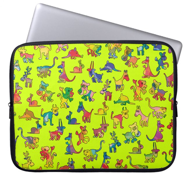 Abstract Animals Pattern Tiles Laptop Sleeve (Front)