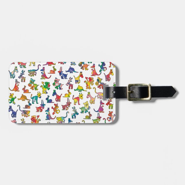 Abstract Animals Pattern Tiles Luggage Tag (Front Horizontal)