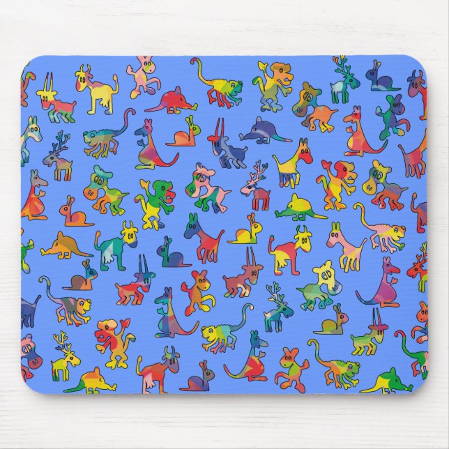 Abstract Animals Pattern Tiles Mouse Mat (Front)