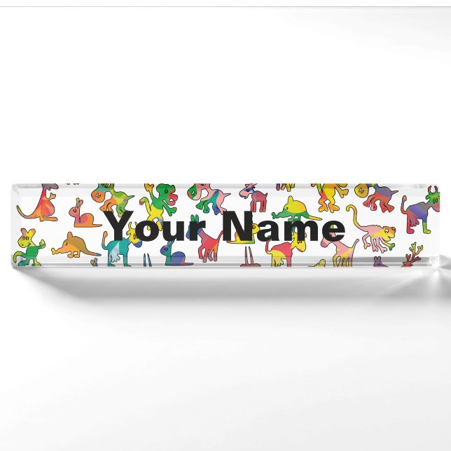 Abstract Animals Pattern Tiles Nameplate (Front)