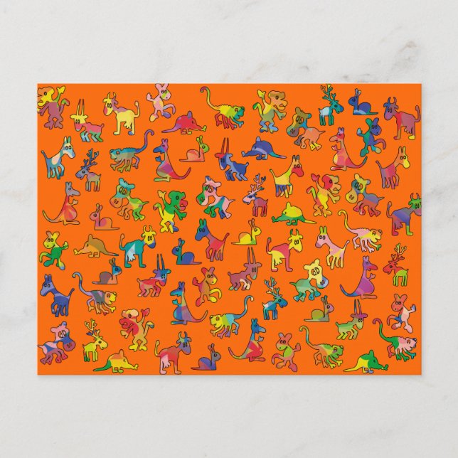 Abstract Animals Pattern Tiles Postcard (Front)
