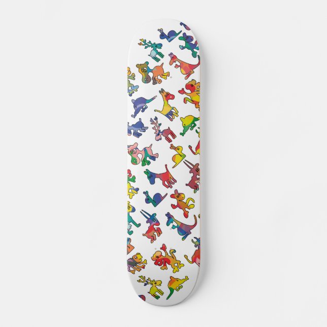 Abstract Animals Pattern Tiles Skateboard (Front)