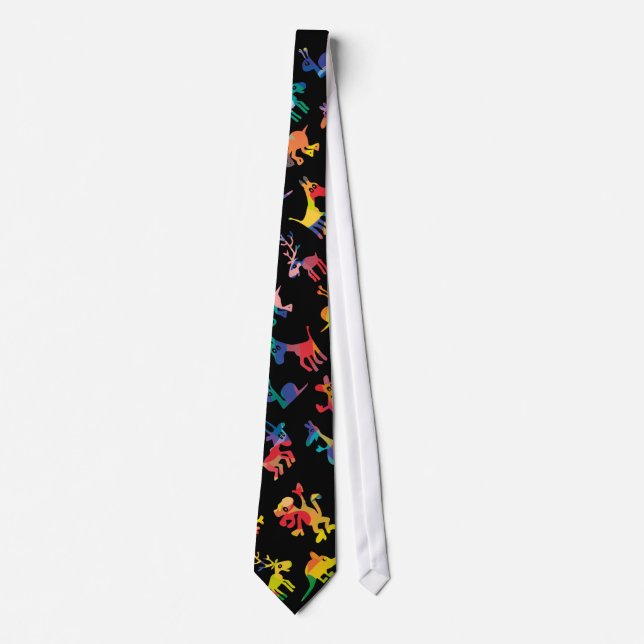 Abstract Animals Pattern Tiles Tie (Front)