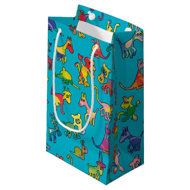 Abstract Animals Pattern + your backgr. & ideas Small Gift Bag (Front Angled)