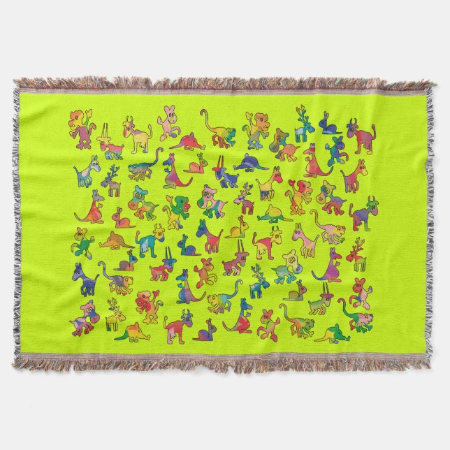 Abstract Animals Pattern + your idea Throw Blanket (Front)