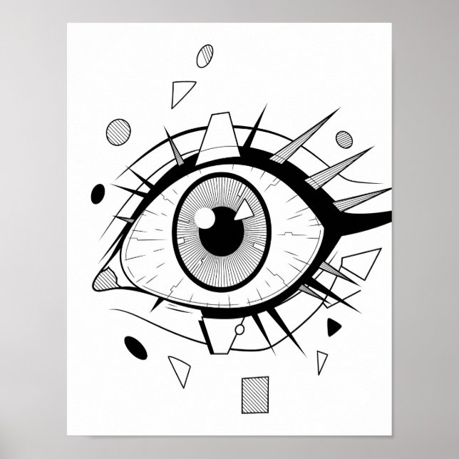 Abstract Anime: Geometric Eye Art Poster (Front)