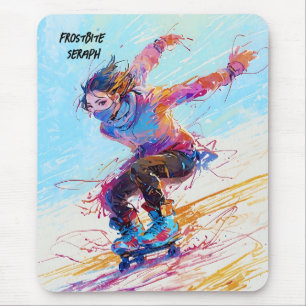 Abstract anime ice skater mouse mat