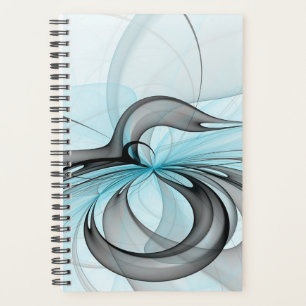 Abstract Anthracite Gray Blue Modern Fractal Art Planner