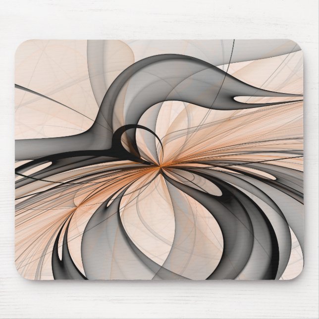 Abstract Anthracite Gray Sienna Modern Fractal Art Mouse Mat (Front)